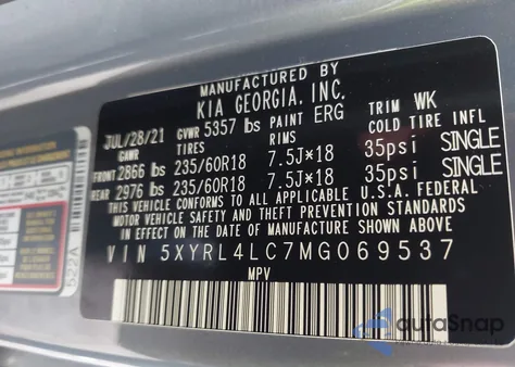2021 Kia Sorento S from USA, damaged, VIN 5XYRL4LC7MG069537